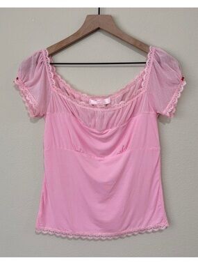 Vintage Y2K 2005 Victoria’s Secret Angels Size Small Pink Babydoll Capsleeve Top